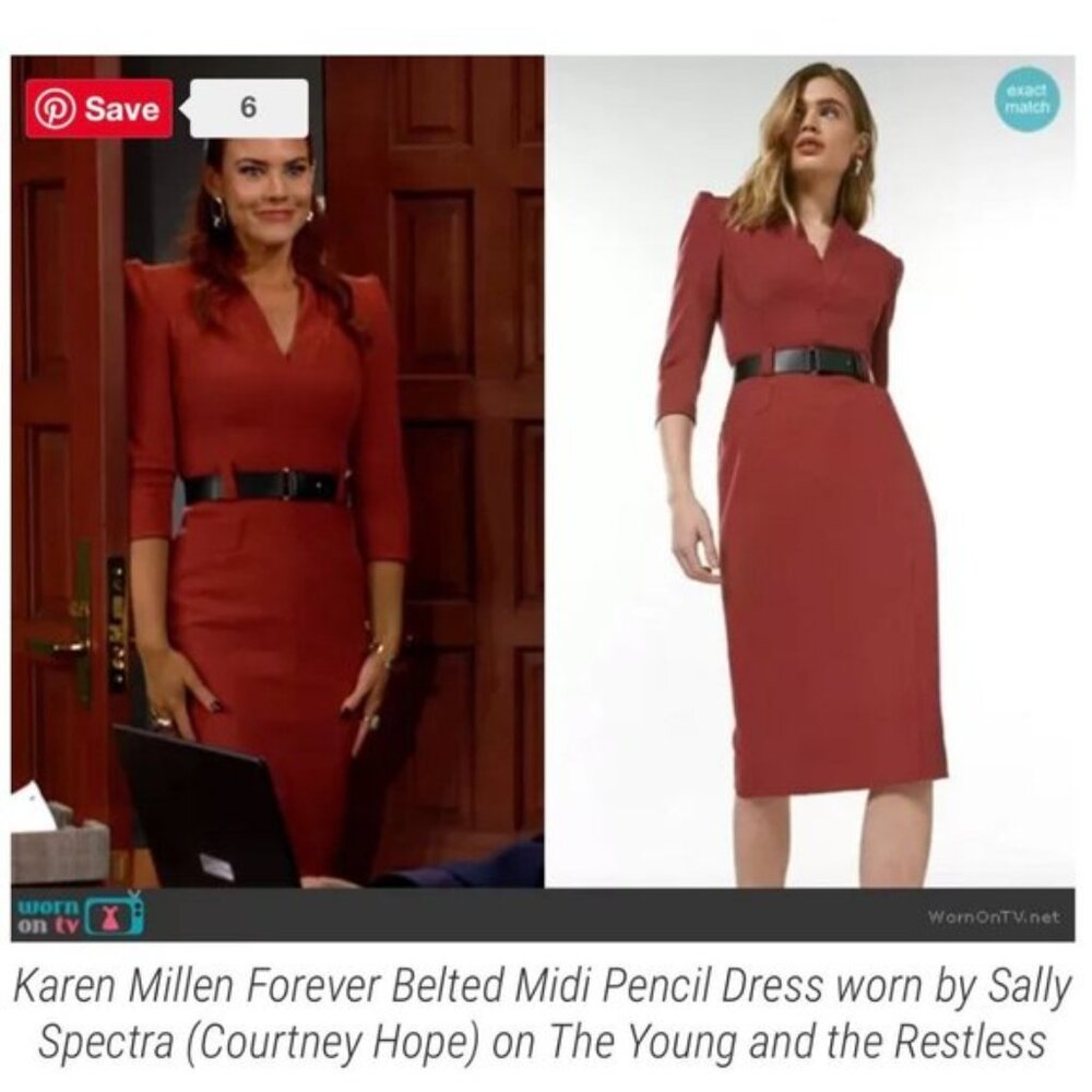 Karen Millen Forever pencil midi dress rust size 10 NWT